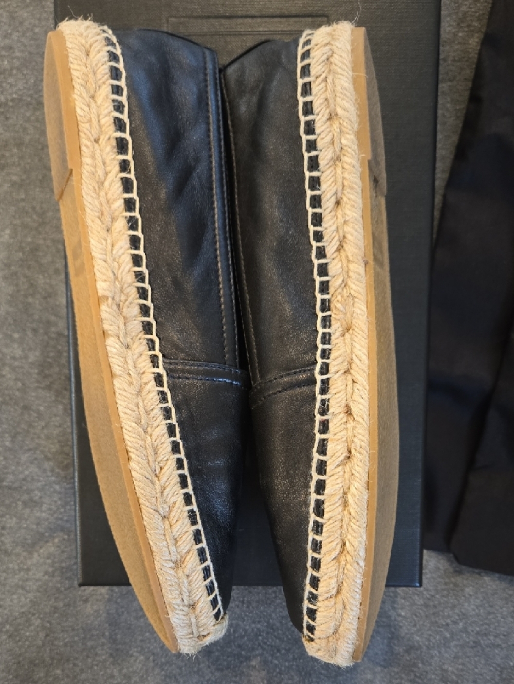 Saint Laurent Black Leather YSL Espadrille Flats - Picture 8 of 10